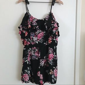 Floral Black Romper